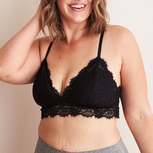 Black Aerie Romantic Lace Padded Bralette
